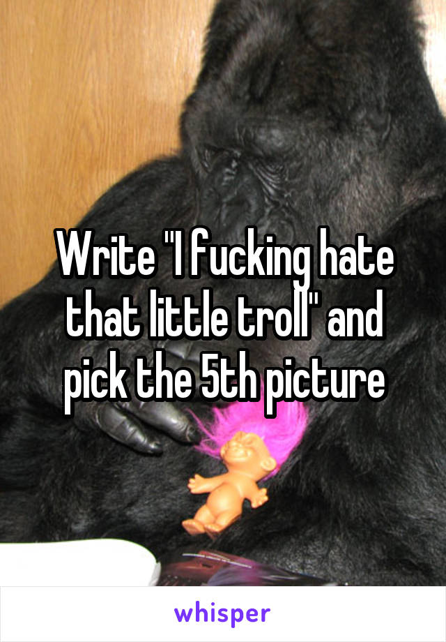 Write "I fucking hate that little troll" and pick the 5th picture