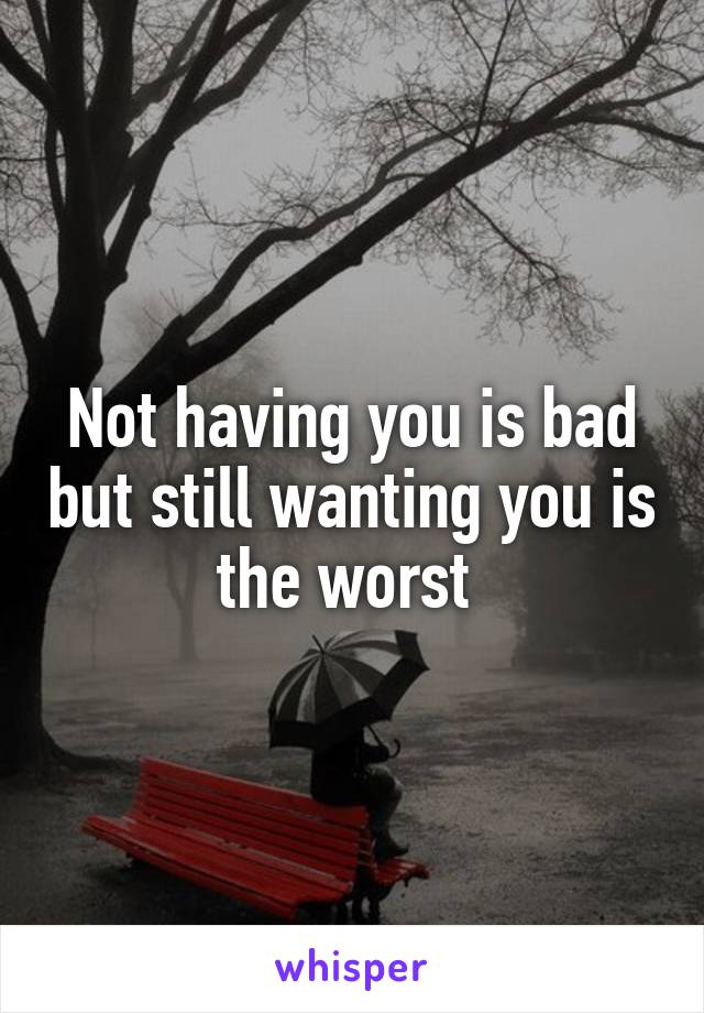 Not having you is bad but still wanting you is the worst 