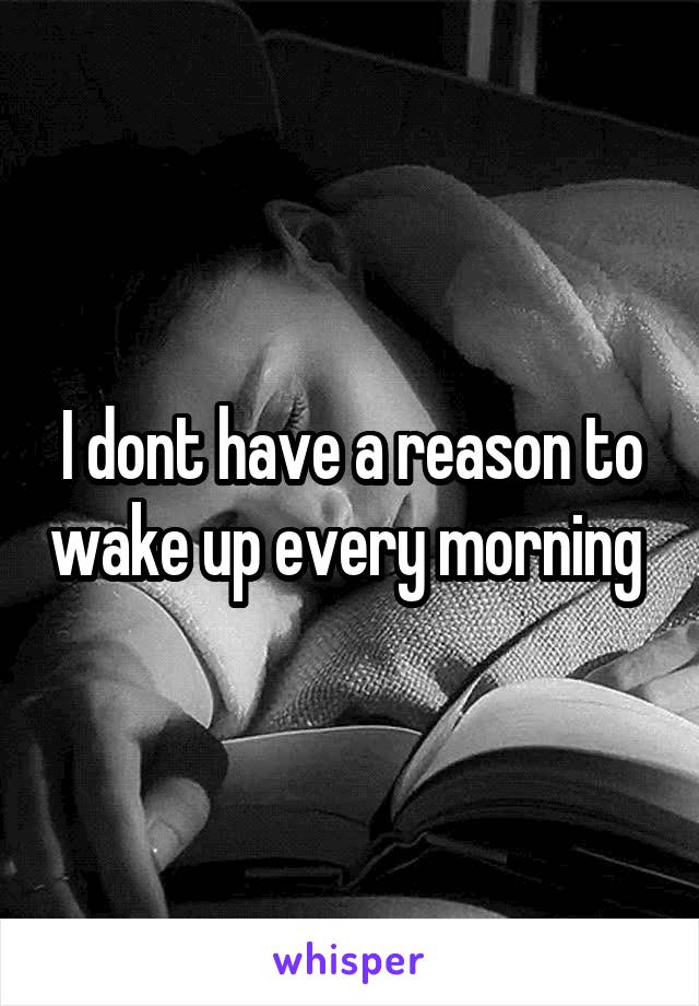 I dont have a reason to wake up every morning 