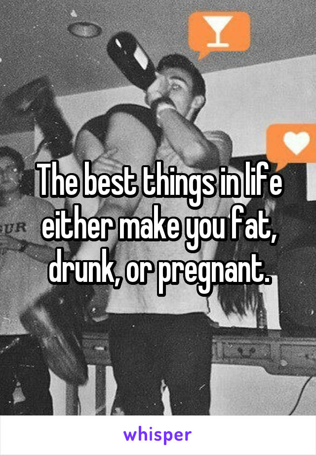 The best things in life either make you fat, drunk, or pregnant.