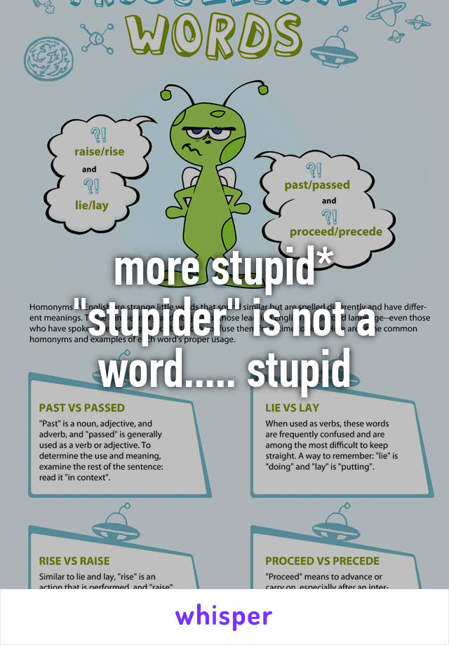 more stupid* "stupider" is not a word..... stupid