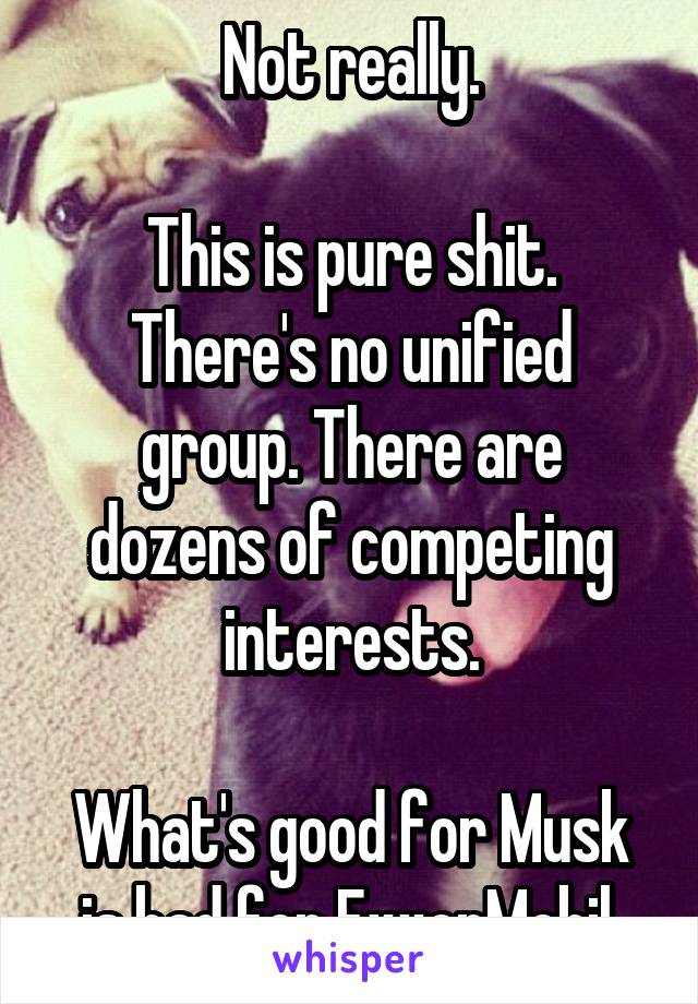 Not really.

This is pure shit.
There's no unified group. There are dozens of competing interests.

What's good for Musk is bad for ExxonMobil.