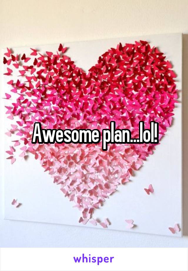 Awesome plan...lol!
