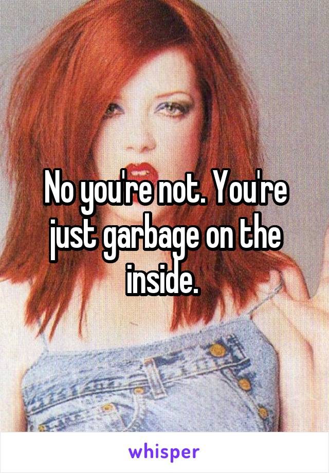 No you're not. You're just garbage on the inside. 