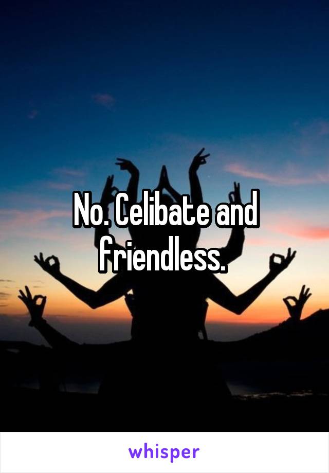 No. Celibate and friendless. 