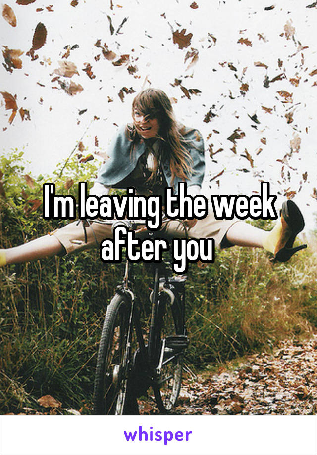 I'm leaving the week after you 