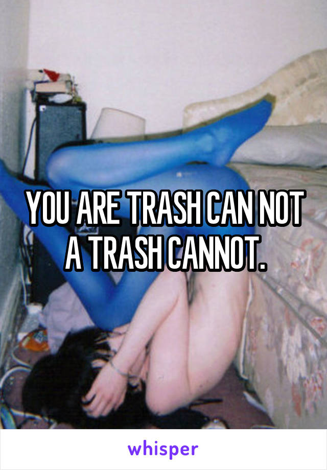 YOU ARE TRASH CAN NOT A TRASH CANNOT.