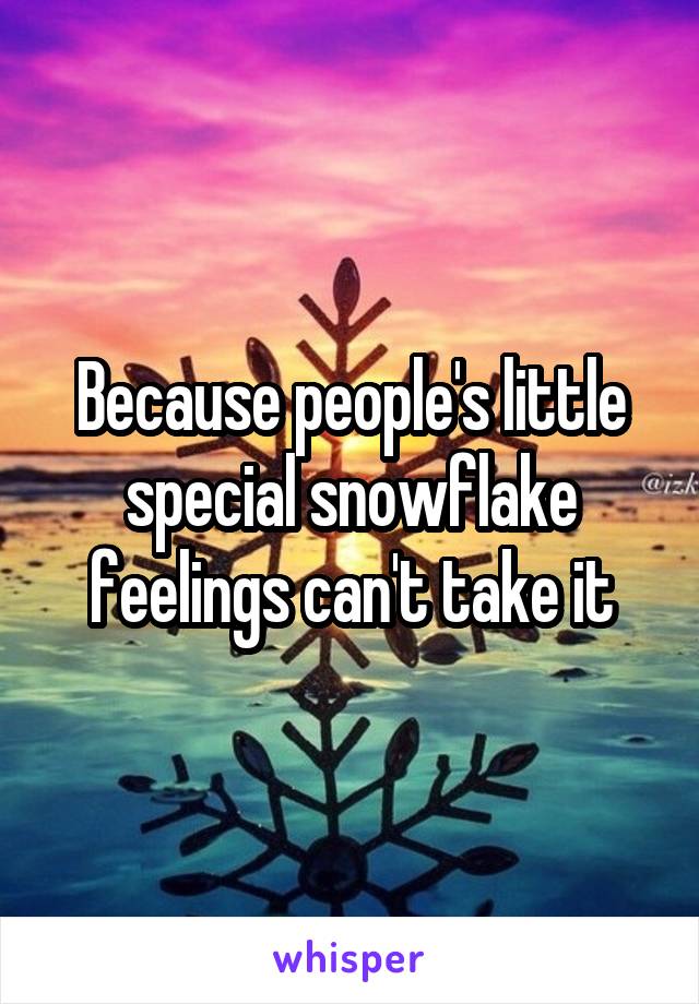 Because people's little special snowflake feelings can't take it