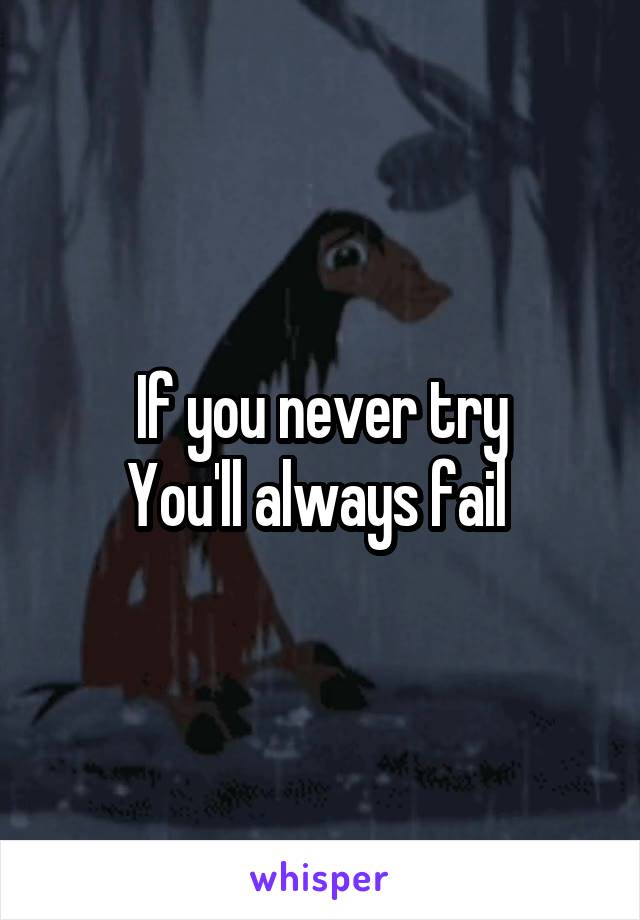 If you never try
You'll always fail 