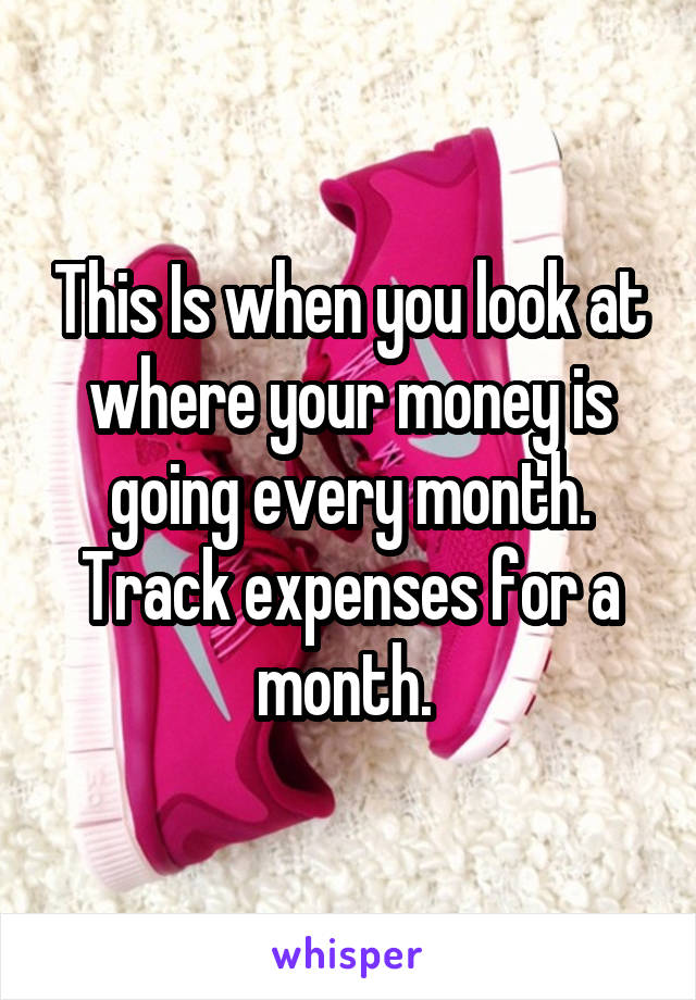 This Is when you look at where your money is going every month. Track expenses for a month. 