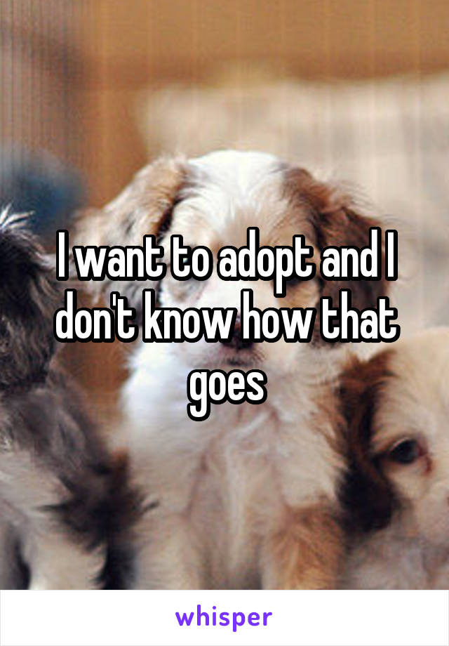 I want to adopt and I don't know how that goes