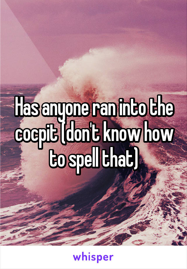 Has anyone ran into the cocpit (don't know how to spell that)