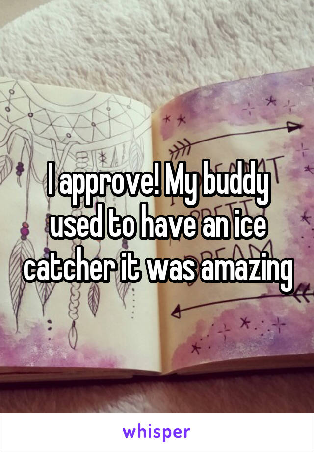 I approve! My buddy used to have an ice catcher it was amazing