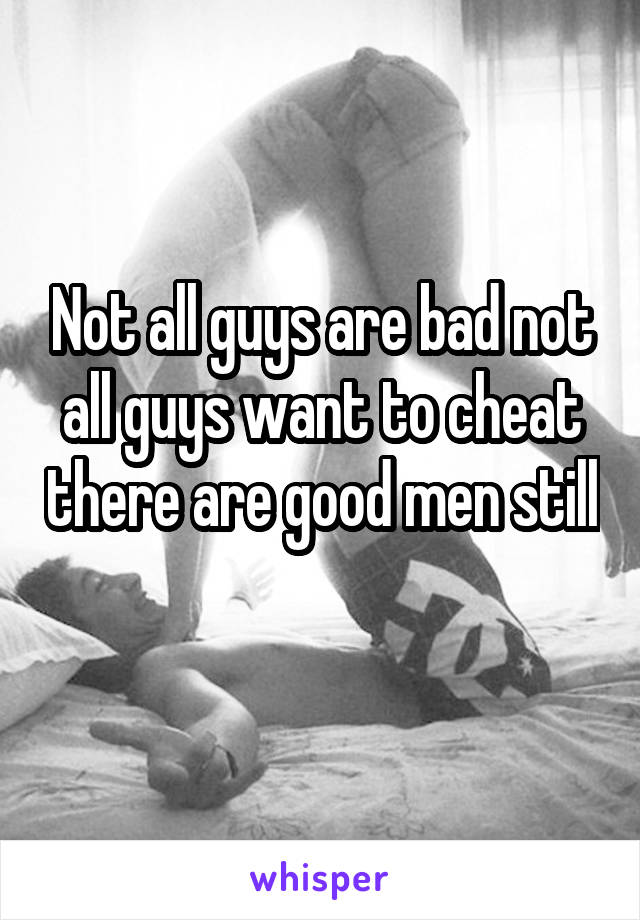 Not all guys are bad not all guys want to cheat there are good men still 