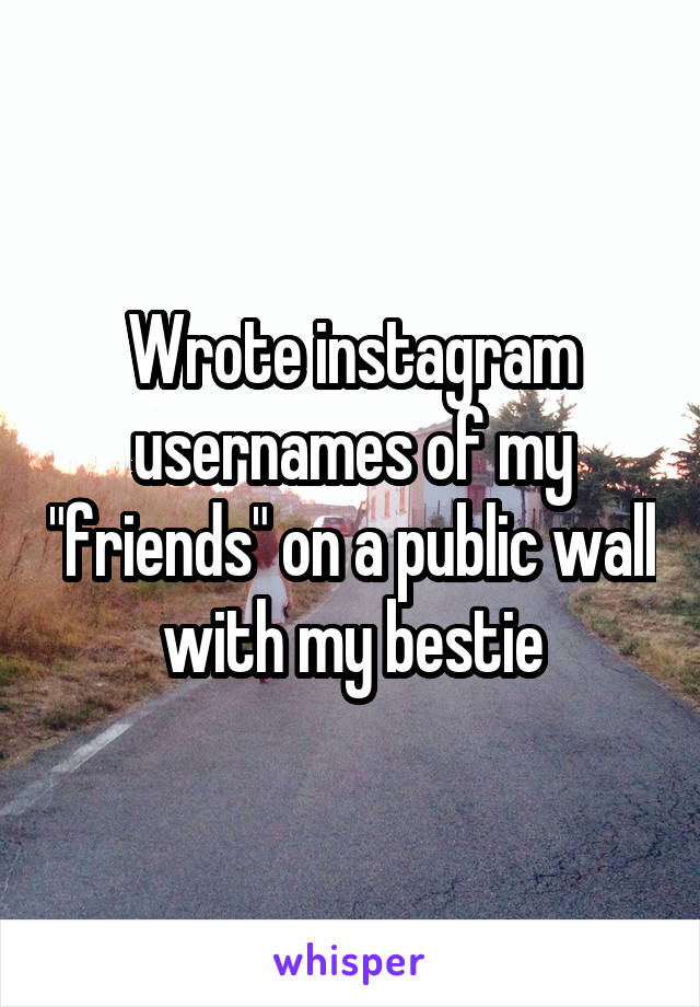 Wrote instagram usernames of my "friends" on a public wall with my bestie