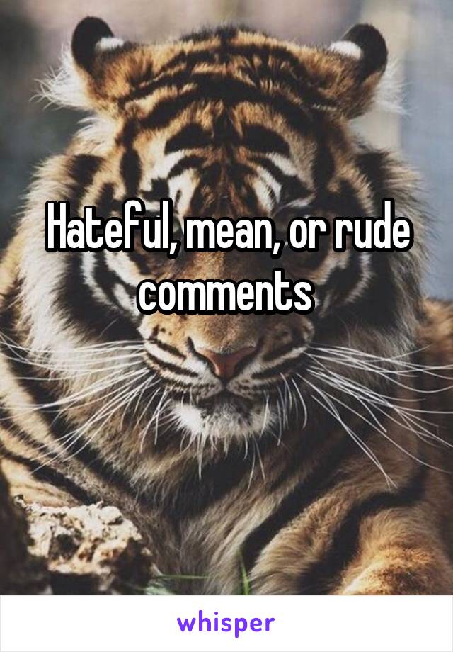 Hateful, mean, or rude comments 

