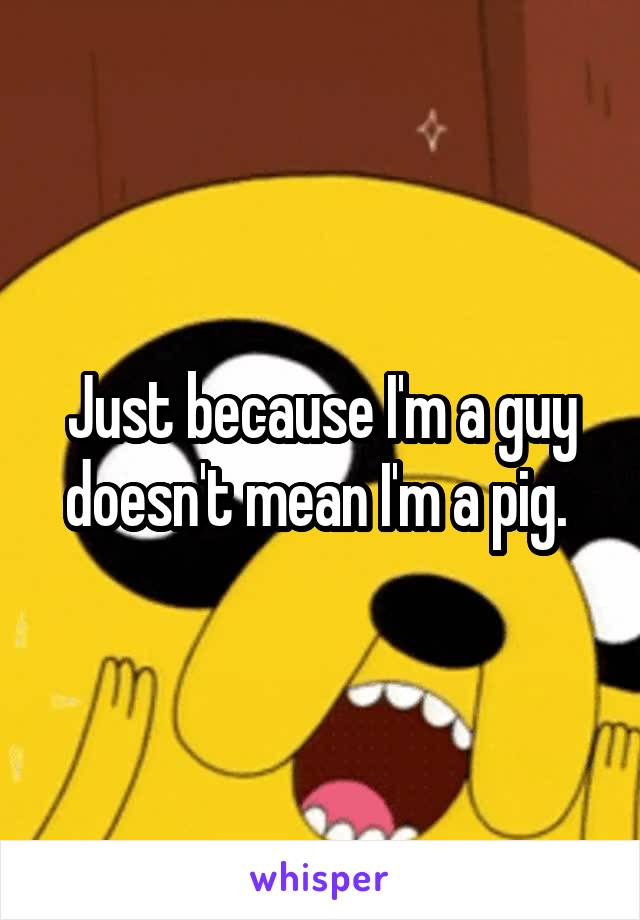 Just because I'm a guy doesn't mean I'm a pig. 