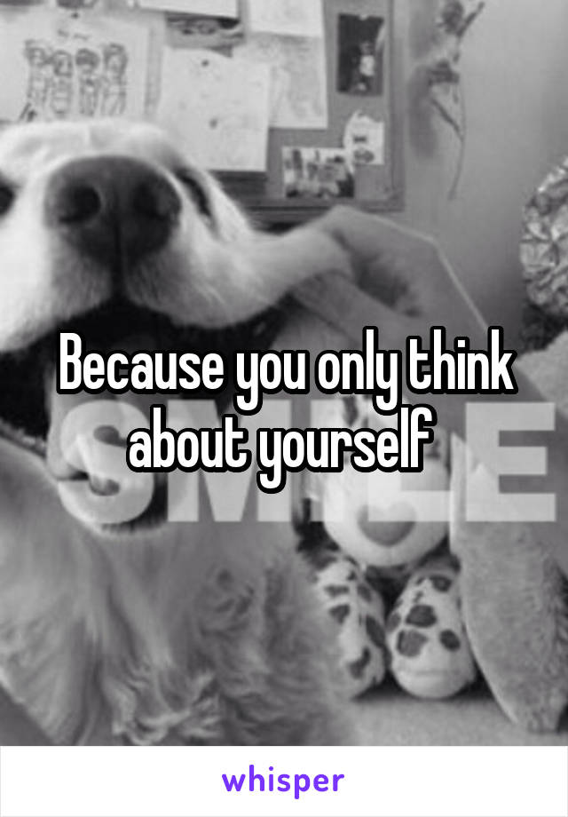 Because you only think about yourself 