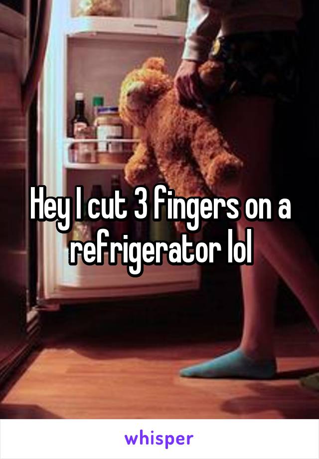 Hey I cut 3 fingers on a refrigerator lol