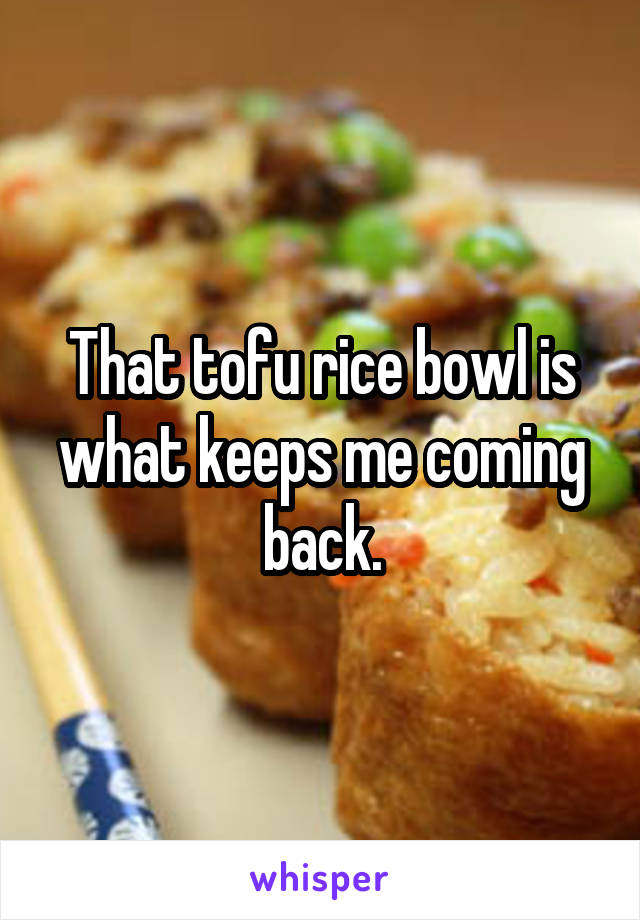 That tofu rice bowl is what keeps me coming back.