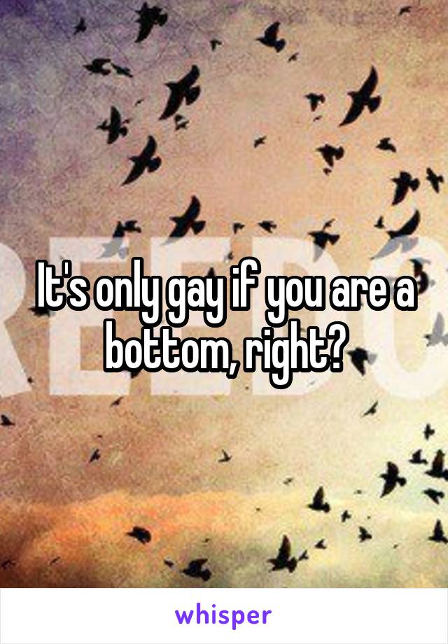 It's only gay if you are a bottom, right?