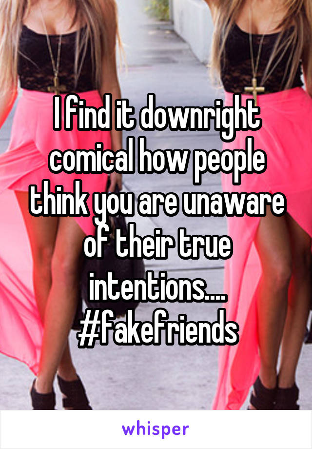 I find it downright comical how people think you are unaware of their true intentions.... #fakefriends