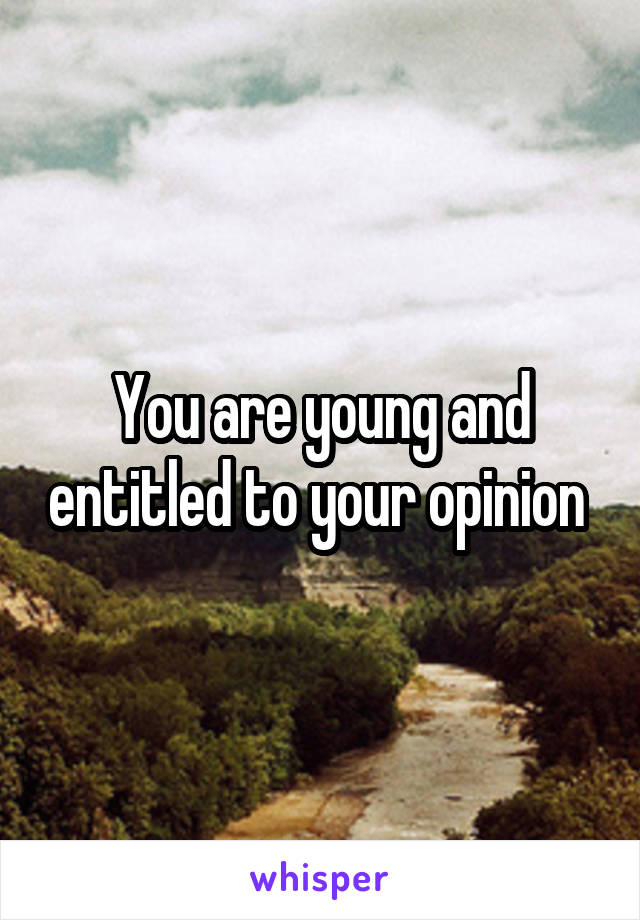 You are young and entitled to your opinion 