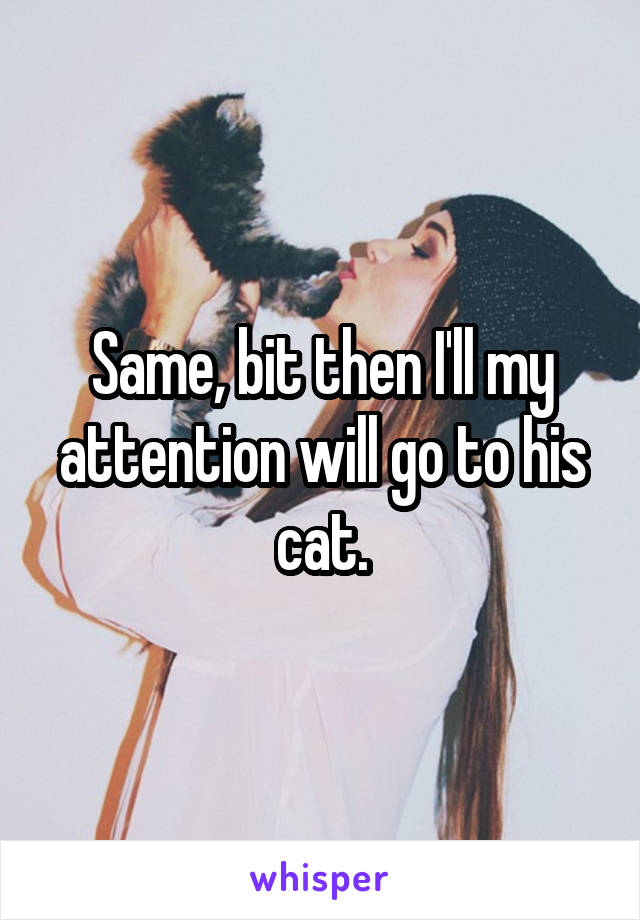 Same, bit then I'll my attention will go to his cat.