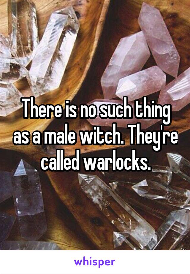 There is no such thing as a male witch. They're called warlocks.