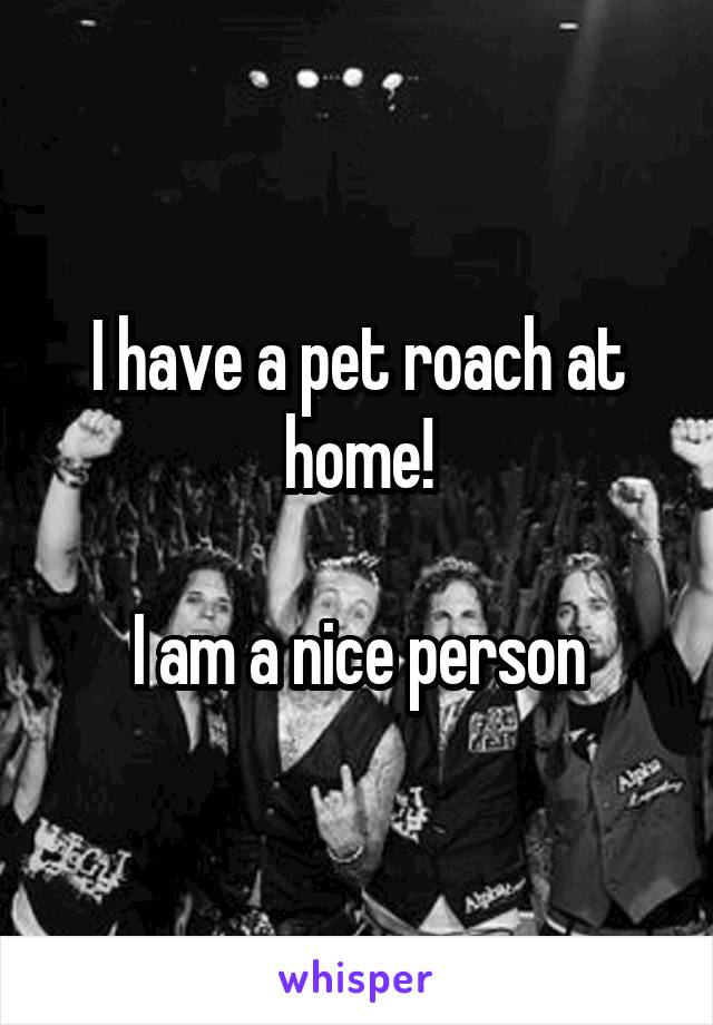 I have a pet roach at home!

I am a nice person