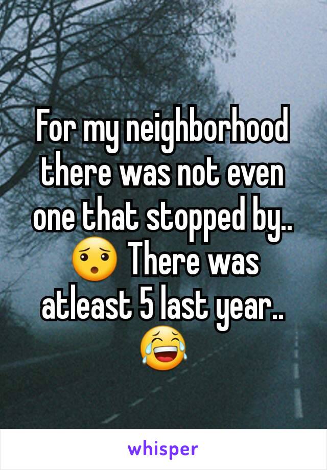 For my neighborhood there was not even one that stopped by.. 😯 There was atleast 5 last year.. 😂