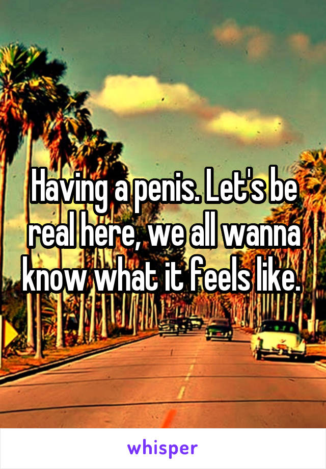 Having a penis. Let's be real here, we all wanna know what it feels like. 
