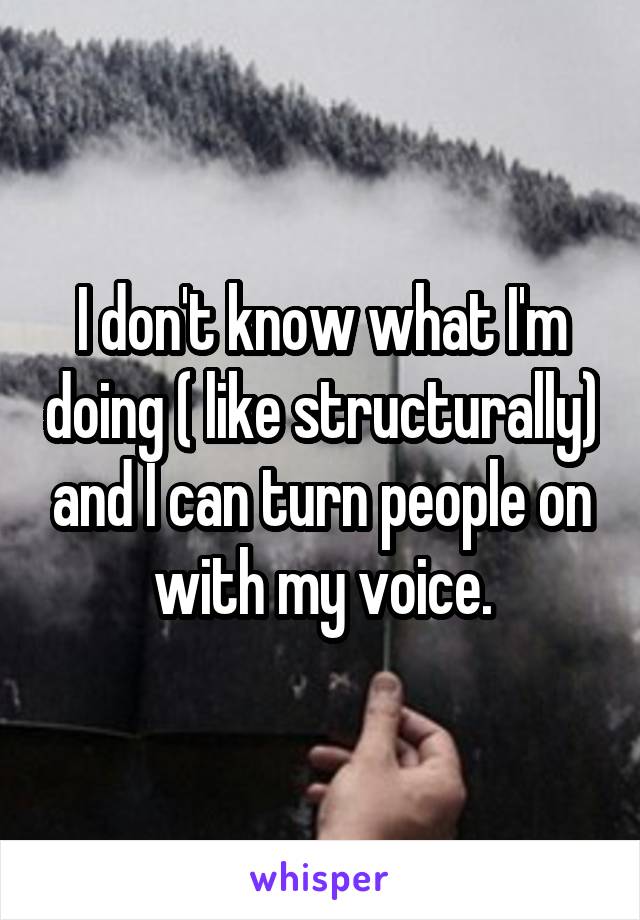I don't know what I'm doing ( like structurally) and I can turn people on with my voice.