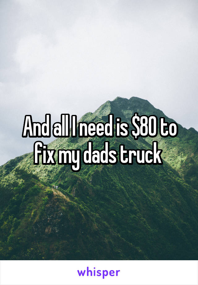 And all I need is $80 to fix my dads truck 