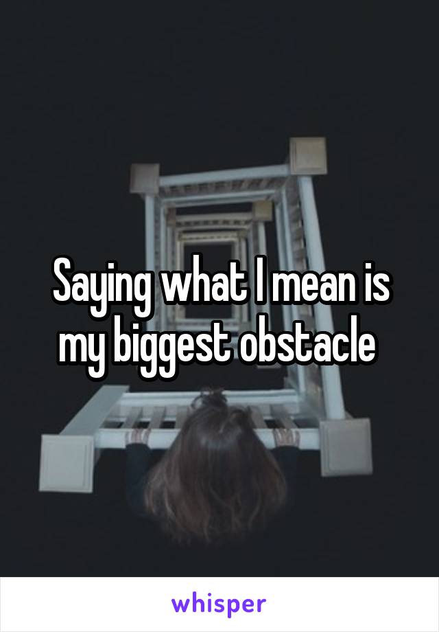 Saying what I mean is my biggest obstacle 