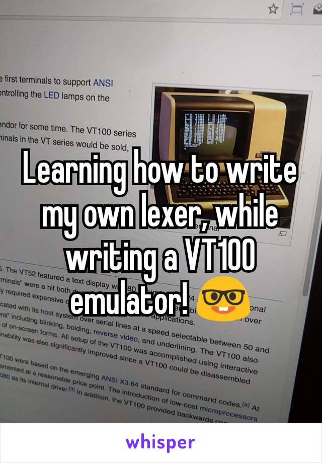 Learning how to write my own lexer, while writing a VT100 emulator! 🤓