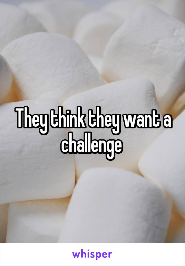 They think they want a challenge 