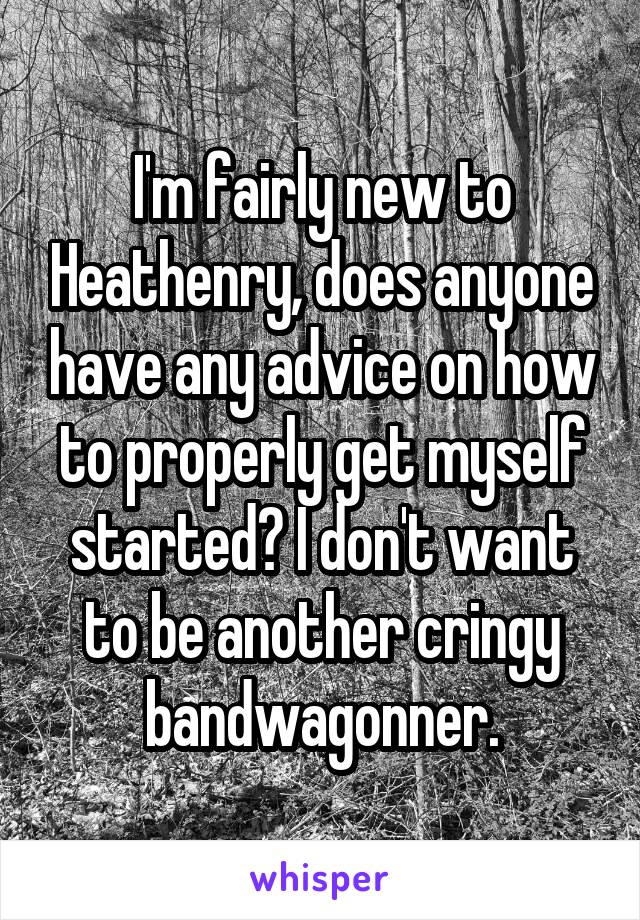 I'm fairly new to Heathenry, does anyone have any advice on how to properly get myself started? I don't want to be another cringy bandwagonner.