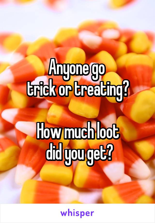 Anyone go 
trick or treating?

How much loot
 did you get?