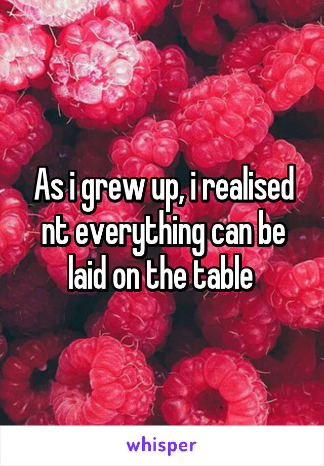 As i grew up, i realised nt everything can be laid on the table 