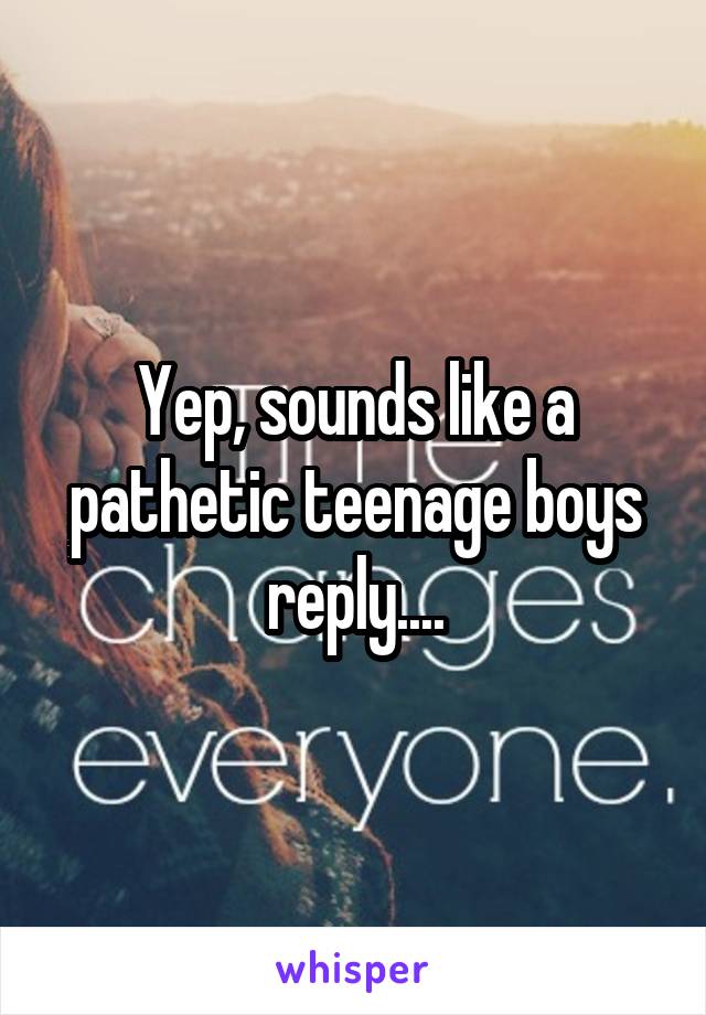 Yep, sounds like a pathetic teenage boys reply....