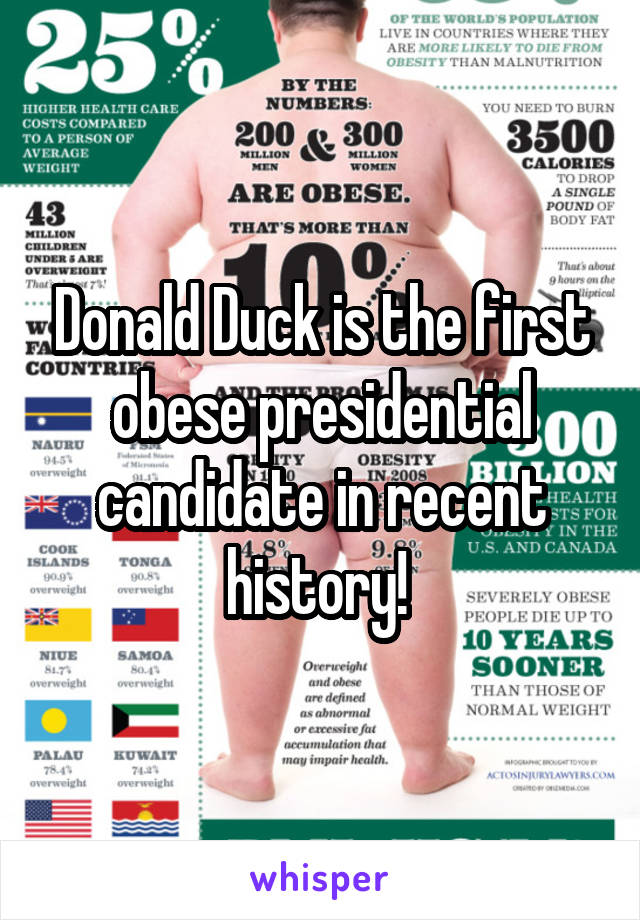 Donald Duck is the first obese presidential candidate in recent history! 