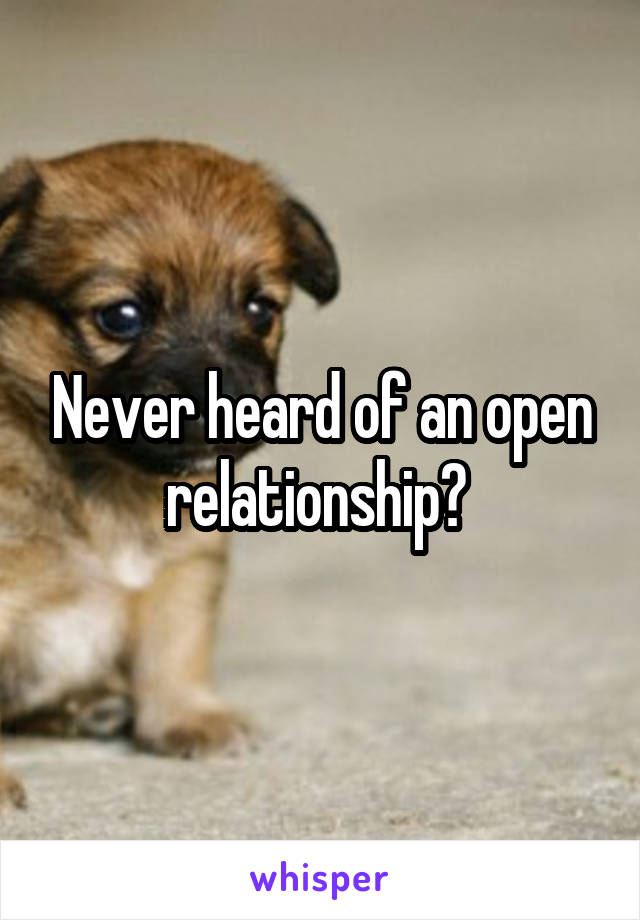 Never heard of an open relationship? 
