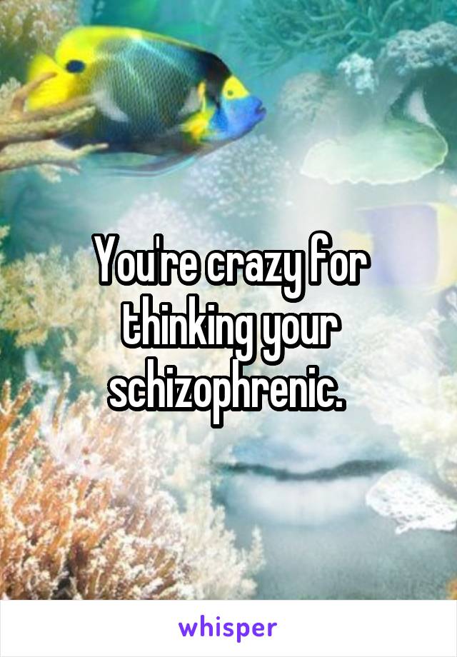 You're crazy for thinking your schizophrenic. 