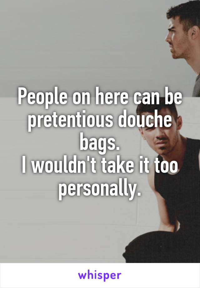 People on here can be pretentious douche bags.
I wouldn't take it too personally.