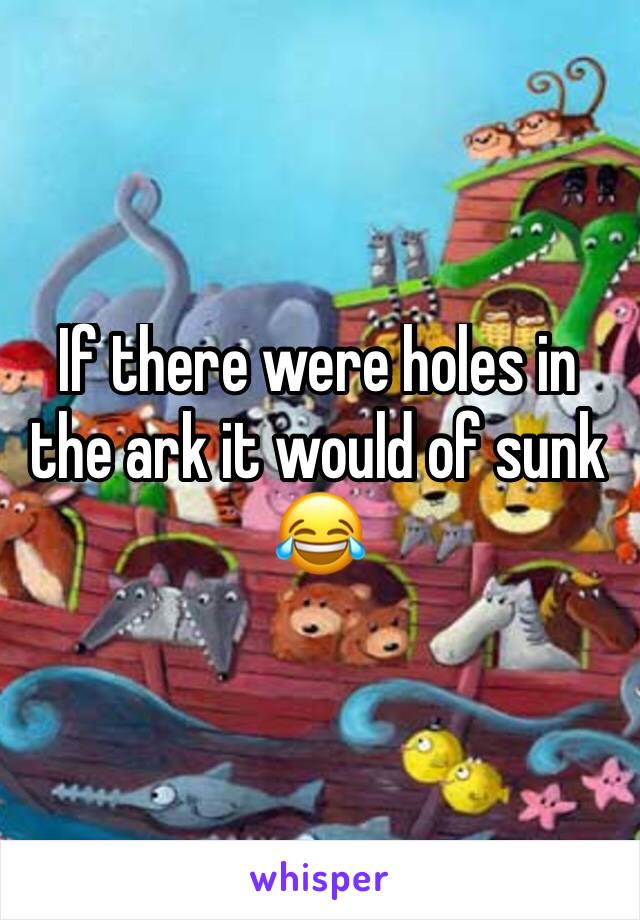 If there were holes in the ark it would of sunk 😂