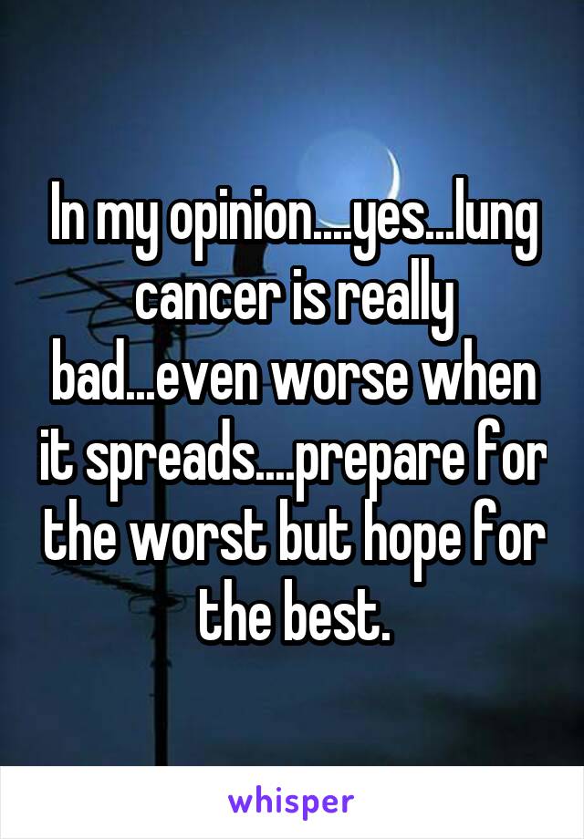 In my opinion....yes...lung cancer is really bad...even worse when it spreads....prepare for the worst but hope for the best.