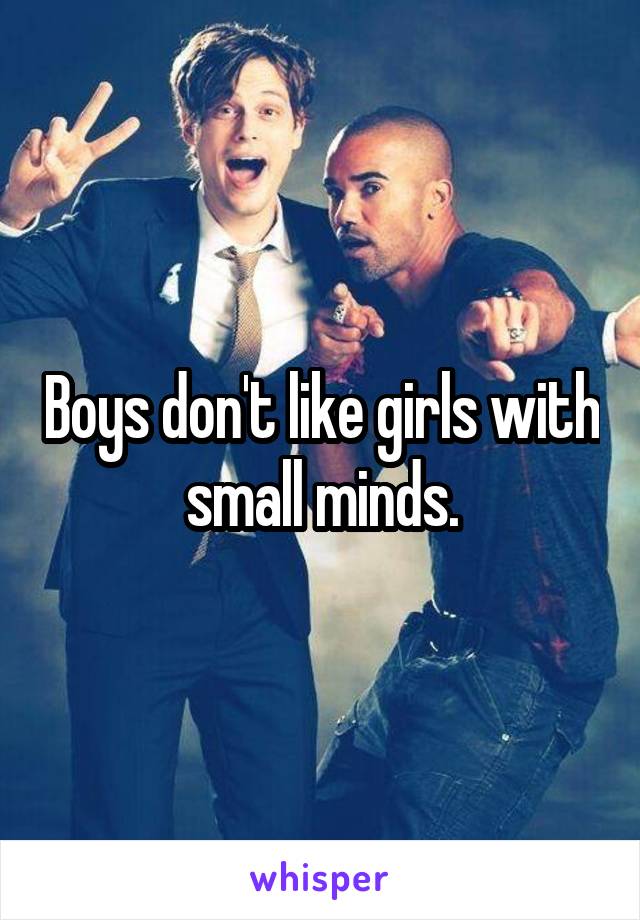 Boys don't like girls with small minds.
