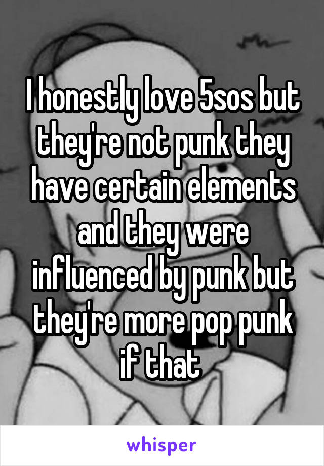 I honestly love 5sos but they're not punk they have certain elements and they were influenced by punk but they're more pop punk if that 