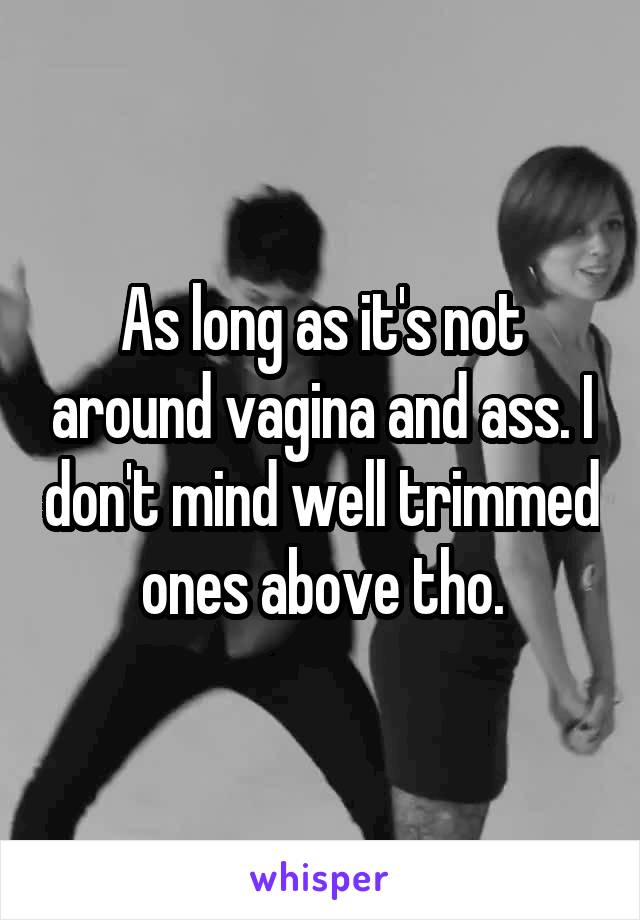 As long as it's not around vagina and ass. I don't mind well trimmed ones above tho.
